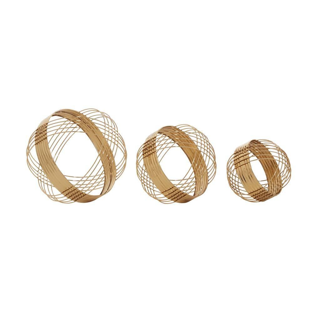 Gold Metal Geometric Sculpture (Set of 3)