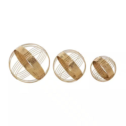 Gold Metal Geometric Sculpture (Set of 3)