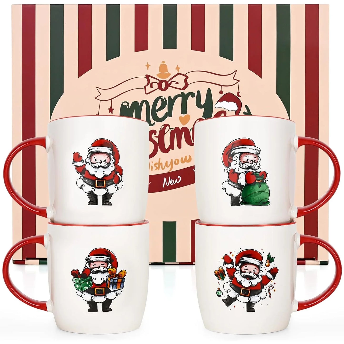 Christmas Gifts for Ceramic Mugs, Christmas Santa Claus Themed Mugs Gifts, Christmas Birthday Gifts for Men Women Teacher Coworker Friends, White 11 Fl Oz Coffee Mugs Ceramic Mug Tea Cup