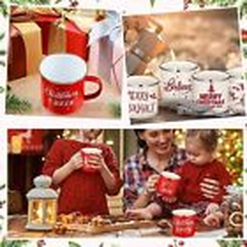 12 Pcs Christmas Enamel Winter Holiday Coffee Mugs with Quotes 12 Oz Seasonal