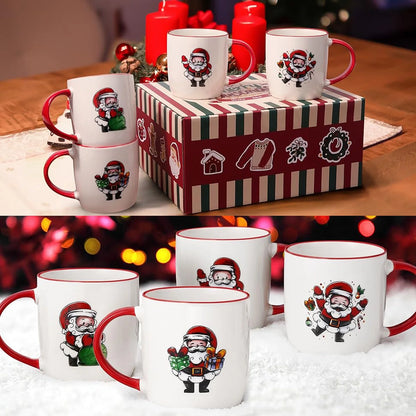 Christmas Gifts for Ceramic Mugs, Christmas Santa Claus Themed Mugs Gifts, Christmas Birthday Gifts for Men Women Teacher Coworker Friends, White 11 Fl Oz Coffee Mugs Ceramic Mug Tea Cup