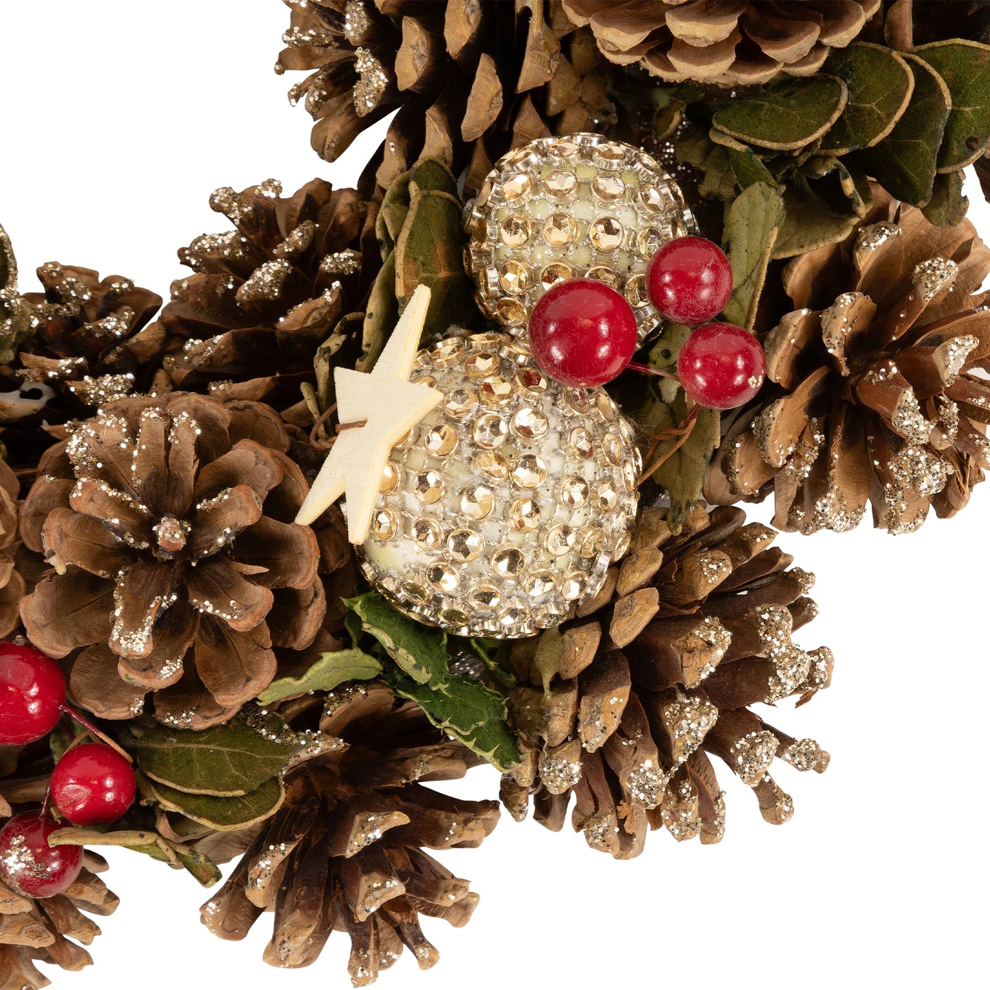 Glittered Pine Cone and Berry Artificial Christmas Wreath, 12-Inch, Unlit