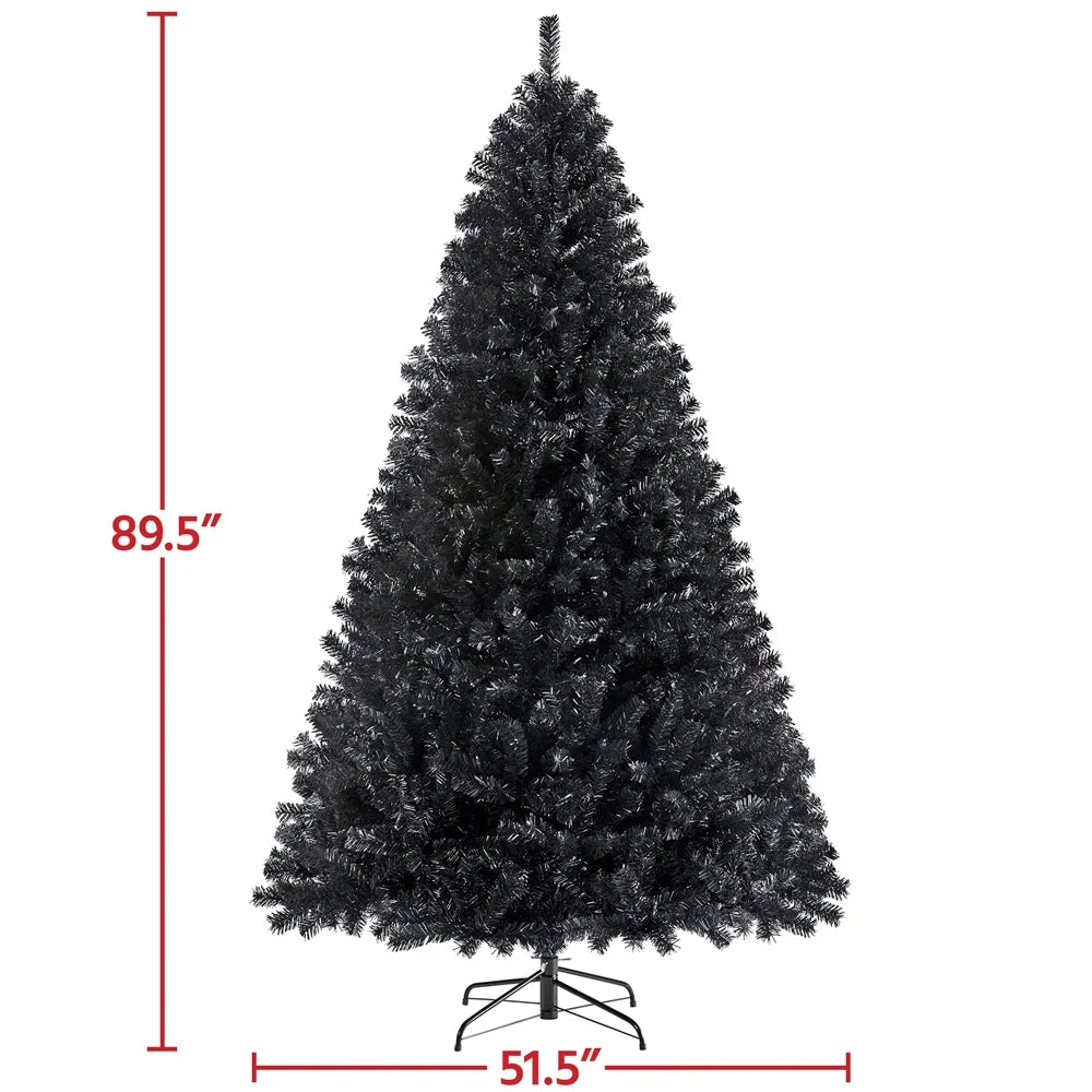 Clear Prelit Incandescent Black Hinged Spruce Artificial Christmas Tree, 7.5'