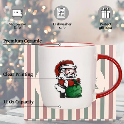 Christmas Gifts for Ceramic Mugs, Christmas Santa Claus Themed Mugs Gifts, Christmas Birthday Gifts for Men Women Teacher Coworker Friends, White 11 Fl Oz Coffee Mugs Ceramic Mug Tea Cup