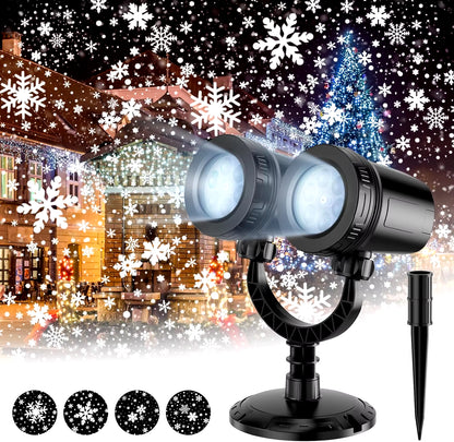 Outdoor Christmas Snowflake Projection Light, Waterproof Dual Head LED Light, Landscape Decoration, Lighting Projection Light