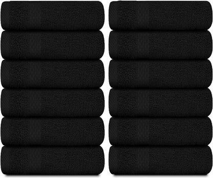 Luxury Cotton Washcloths - Makeup Removal Face Towel Set | 12 Pack | Black